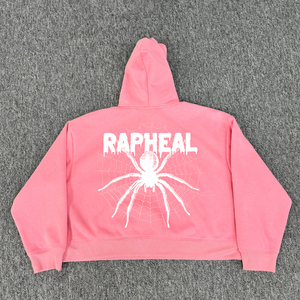 Sudadera con capucha de algodón 100% de peso pesado para hombre, letra 3D de gran tamaño para estampado de soplo, patrón sólido, cuello bordado, teñido liso - Product Image 2