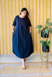 ชุดคลุมท้องสำหรับสตรีมีครรภ์แขนยาวทรงหลวมผ้าฝ้ายนุ่มสีพื้นมีกระเป๋า - Product Image 6