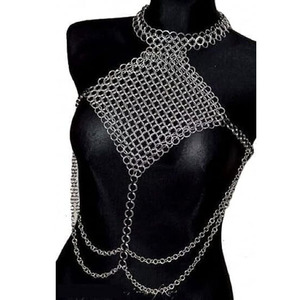 Malla de acero pulido hecha a mano con parte superior de cota de malla de Metal de estilo antiguo para festivales y Cosplay, regalo de armadura impresa Offset - Product Image 2