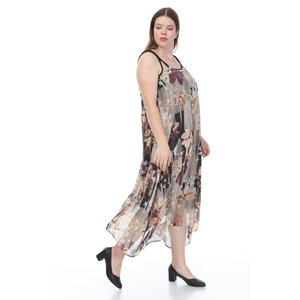 Maxi abito da donna con motivo floreale geometrico Chiffon taglie forti-per il lavoro estivo occasioni speciali - Product Image 4