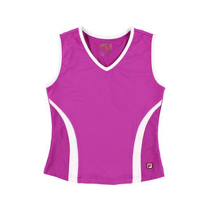 Camiseta deportiva sin mangas con cuello en V de Fila, camisetas y camisetas deportivas para niñas, color: morado, 100% auténtico - Product Image 1