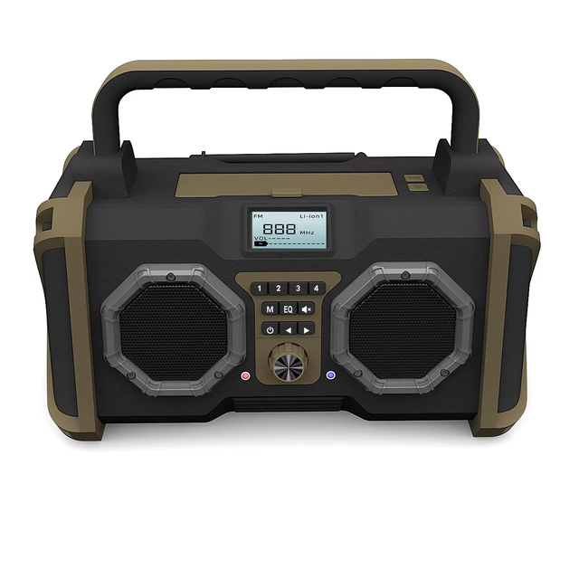 40W Big Power Jobsite FM DAB Radio with Removable Torch Portable Outdoor Job Site BT Speaker with Power Storage Station