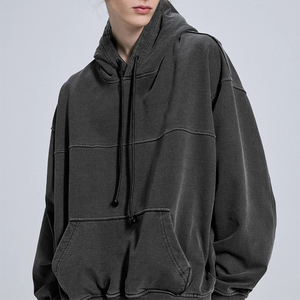 Sudadera con capucha informal personalizada con estilo para hombre, de algodón 100% jersey con hombros caídos, sudaderas con capucha de gran tamaño, sudaderas con capucha lavadas para hombre de peso pesado - Product Image 5