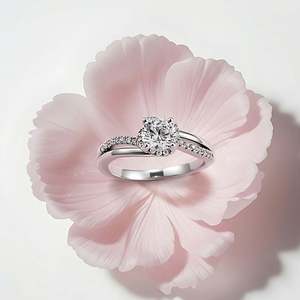 Jeulia <b>Wave</b> Swirl Twist Round Cut Diamond Engagement <b>Ring</b> - Product Image 4
