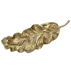 Bandeja de Metal para servicio de hojas con acabado de plata, bandeja de decoración de hojas doradas, venta al por mayor, Exportación de la India - Product Image 2