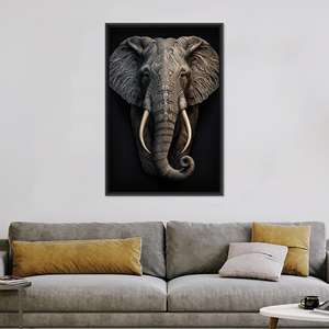Impression sur toile élégante d'éléphant pour décoration de chambre moderne, encadrée en noir - Product Image 1