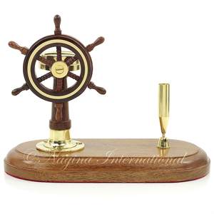 Soporte de pluma con casco de buceo, base de madera ajustada, mesa de oficina náutica, decorativo, precio bajo, listo para enviar - Product Image 3
