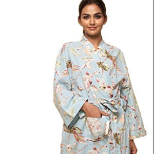 Sanskrutihomes-Albornoz largo de punto para mujer, ropa de dormir de punto suave ligera con cuello en V, informal, de salón - Product Image 1