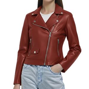 Stand Collar Zipper Closure Size Luxury Women's Fit Winter <b>Top</b> Jacket Custom Design New Style Genuine Real Leather Premium Plain - Product Image 3
