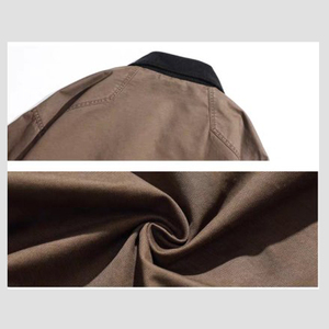 Streetwear grande taille à la mode veste en toile vintage délavée fermeture éclair personnalisée veste de travail en toile lourde pour hommes en coton et polyester - Product Image 4