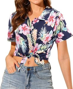 Conception personnalisée chemise hawaïenne vêtements de plage pour les femmes été à manches courtes chemise chemisier femmes hauts pour les vacances chemises hawaïennes - Product Image 4