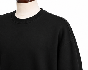 Unisex Oversized Crew Neck Solid <b>Black</b> Cotton Pullover <b>Sweatshirt</b> Casual Knitted Autumn Wear - Product Image 3