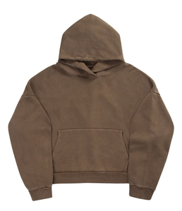 Sudadera con Capucha de Felpa Sólida con Logotipo Personalizado, Lavada, Desgastada, Estilo Vintage, Lavada al Ácido, con Bordado y Parches, Ropa Urbana de Invierno para Hombre - Product Image 4