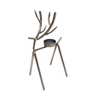 Juego de 3 renos decorativos de hierro con soporte de luz en T Color plateado tamaño pequeño para decoración navideña personalizada - Product Image 1