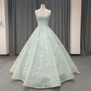 green beach wedding dresses Floral Applique Beach Wedding Dresses Backless Boho Wedding Gown,MW408 main image 0
