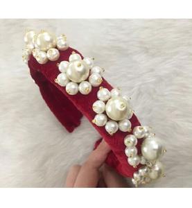 High Grade Design Wedding Pearl Flannel Handmade Hair Hoop Custom Women Hair Ornament Personality Bridal Pearl <b>Headband</b> - Product Image 5