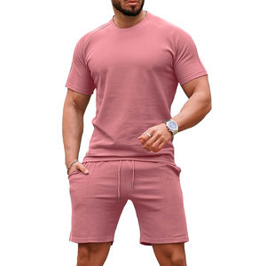 ชุด2ชิ้นเสื้อยืดและกางเกงขาสั้นชุดวอร์มแฟชั่นฤดูร้อนชุดลำลองสไตล์คอกลมใส่สบาย - Product Image 1