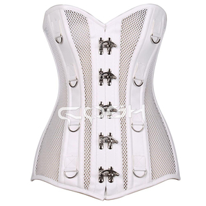Corsets de mariée en cuir blanc, ajustables, à baleines en acier, pour entraînement de la taille, avec coupe overbust, longueur standard, pour longs troncs, fournisseur - Product Image 1