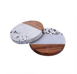 Lot de 6 sous-verres en marbre hexagone pour boissons en bois naturel et mangue en marbre fabriqués en Inde - Product Image 6