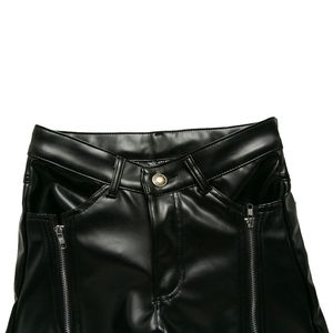 Promoción, venta al por mayor, pantalones de cuero ligeros hechos a medida para hombres, cintura alta, patrón recto, la mejor calidad - Product Image 6