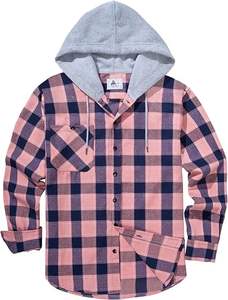 Nouvelle arrivée 2026, chemise à carreaux en flanelle à manches longues et à capuche pour homme, vente en gros, pour toutes les saisons, chemises à capuche pour homme, chemise homme ODM/ODM de BD - Product Image 2