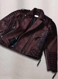 Chaquetas de cuero genuino de vino quemado de motorista para mujer de marca personalizada de la mejor calidad 2025 cuero suave de piel de oveja pura Napa - Product Image 3