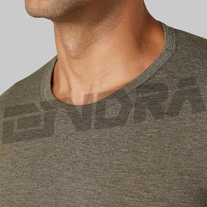 T-shirt ajusté noir mélangé, manches longues, pour homme, avec tissu extensible respirant, coupe slim, confort, vêtements de sport, entraînement quotidien - Product Image 3