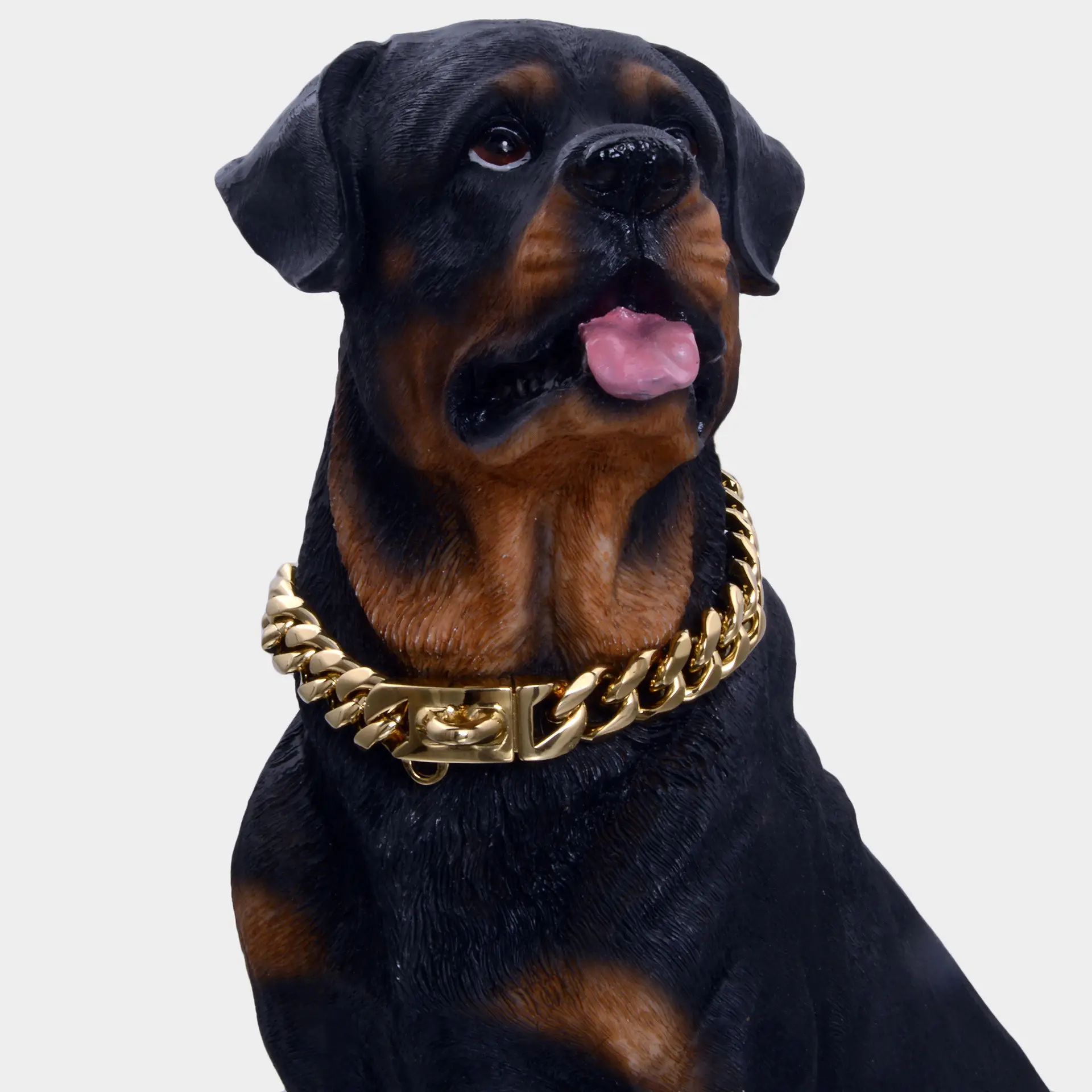 Hochwertige 15mm/19mm Goldkette Hunde halsband Hardware Hochleistungs-Edelstahl Cuban Link Pitbull Hunde halsband und Leine