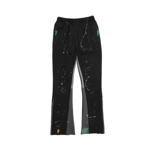 Pantalon de jogging évasé à panneaux multiples pour hommes, pantalon de survêtement Streetwear respirant à taille haute élastique pour la course et - Product Image 4