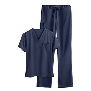 Conjunto de uniformes médicos unisex, traje elástico de color sólido con cuello en V, uniforme médico hospitalario, logotipo personalizable, venta al por mayor OEM - Product Image 3
