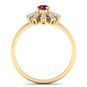 แหวนหมั้นเพชรโมอิสซาไนต์ทรงรูปไข่ 0.5 กะรัต ประดับพลอยทับทิมทรงรัศมี สำหรับผู้หญิง ราคาโรงงานขายส่ง REYES ทอง 14K ได้รับการรับรองจาก GRA - Product Image 4