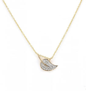 Meilleure vente collier de diamants en or jaune massif 14K fait à la main pendentif fin avec chaîne feuille bijoux en diamant naturel - Product Image 3