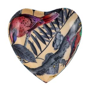 Modern Elegant Beige & Teal Heart-Shaped Metal Tray Exotic <b>Bird</b> Leaf Printed Serving Tray for Wedding Home <b>Decor</b> - Product Image 6