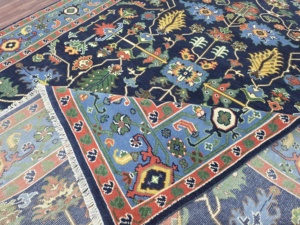 พรมปูพื้นผ้าฝ้ายคอตตอนผสมสีฟ้าเข้ม9x12พรมปูพื้นคุณภาพสูงทำด้วยมือสไตล์ตุรกีสำหรับห้องนอน1ชิ้น - Product Image 3