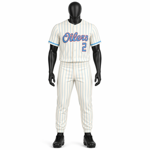 Custom Men's White Pinstripe <b>Baseball</b> Uniform <b>Set</b> Sublimation Jersey & Pants Breathable Polyester Team Wear OEM Wholesale - Product Image 1
