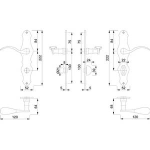 Juego de Placas de Latón Largas M112SLN/2007 F71 SK/OL 78mm DIN Izquierda/Derecha HOPPE White Metal Crafts - Product Image 3