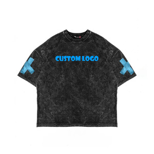 Vente en gros Logo personnalisé Grande taille T-shirt court pour hommes en coton épais 250GSM Streetwear uni pour garçons - Product Image 5