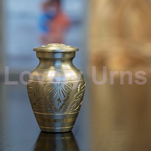 Platinum Elegance Small Mini Brass <b>Keepsake</b> Urns Free Velvet <b>Box</b> - Product Image 3