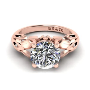 Bague de fiançailles design feuille d'argent 925 plaqué or diamant rond de style moderne pour les femmes au prix de gros - Product Image 5