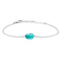 Chaîne enroulée en fil d'argent sterling 925 faite à la main Bracelet turquoise brut minimaliste pour femmes et enfants