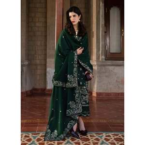 Ensemble 3 pièces en mousseline brodée SAPPHIRE avec dupatta et pantalon brodés en tissu Khaddi pour le printemps/été BIC-4678 - Product Image 6