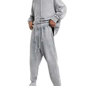 Chándal de lavado ácido para hombre, chaqueta de manga larga, pantalones de chándal, ropa deportiva informal Vintage, Fitness, gimnasio, conjunto para correr de invierno, técnica impresa - Product Image 3