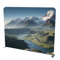 Curva recta de 10 pies, Rollo personalizado, telón de fondo emergente, publicidad de pared, feria comercial, cabina de exposición, pantallas de tela de tensión elástica