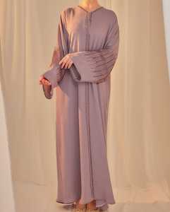 Mujer elegante modesto caro Abaya estola bordado a mano Formal tradicional Dubai vestidos transpirable musulmán tradicional - Product Image 3