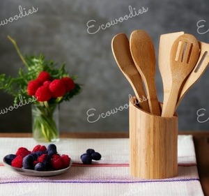 Porte-couverts en bois naturel produit d'artisanat moderne cuisine utilisé porte-cuillère table à manger support de couverts pour restaurant - Product Image 4