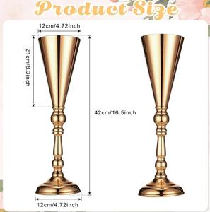 Jarrón de Metal Color Latón, Centro de Mesa Decorativo para Hogar u Oficina, Regalo, Diseño Vintage y Moderno, Multiusos - Product Image 4