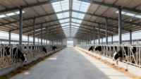 Structure moderne en acier Ferme d'élevage de vaches Hangar de garage Maison préfabriquée Entrepôt pour ateliers Plantes Vent élevé