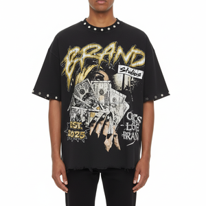 Camiseta Urbana Extra Grande de Alta Calidad, Ecológica, de Algodón Grueso, con Estampado Personalizado, para Hombre - Product Image 3