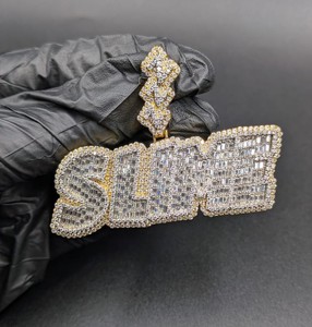 Colgante estilo Drip de plata de ley 925 con baño de rodio de alto brillo, con diamantes de moissanita VVS, brillante, para unisex. - Product Image 1