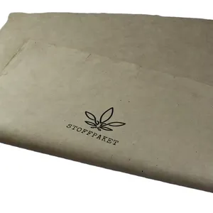Natural color Hemp Paper Gift Wraps Printed Leaf Design with Silver Screen single Paper Roll for Writer Packaging and Craft